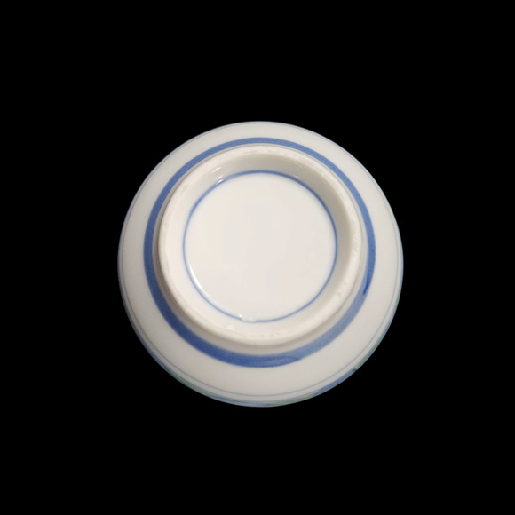 Set of 3 Japanese Tea Cups Blue White Floral Porcelain Yunomi Style Vintage - Picture 7 of 7